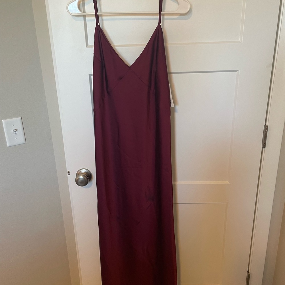 NWT Deep Red Midi Slip Dress with Slit